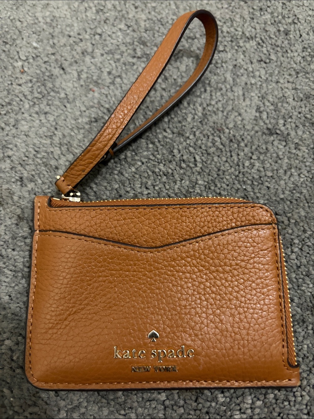 kate spade Brown Pebbled Leather Wristlet Card Holder